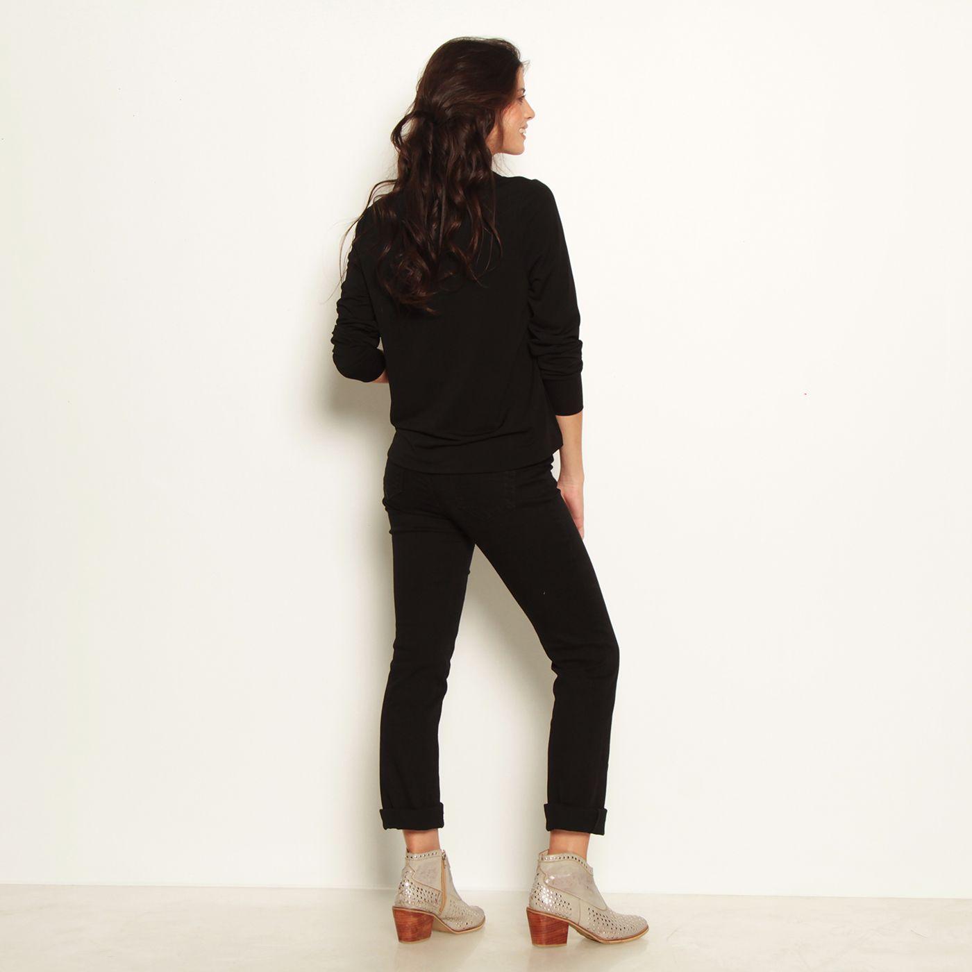 Blusa Manga Larga Abotonada En Delantero Y Aplicacion En Punta Cuello-6