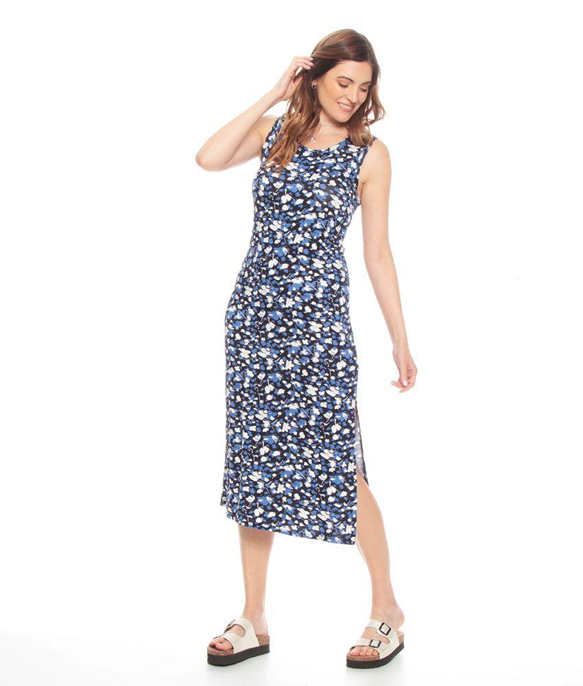 Vestido Sin Manga Estampado Escote Redondo-3