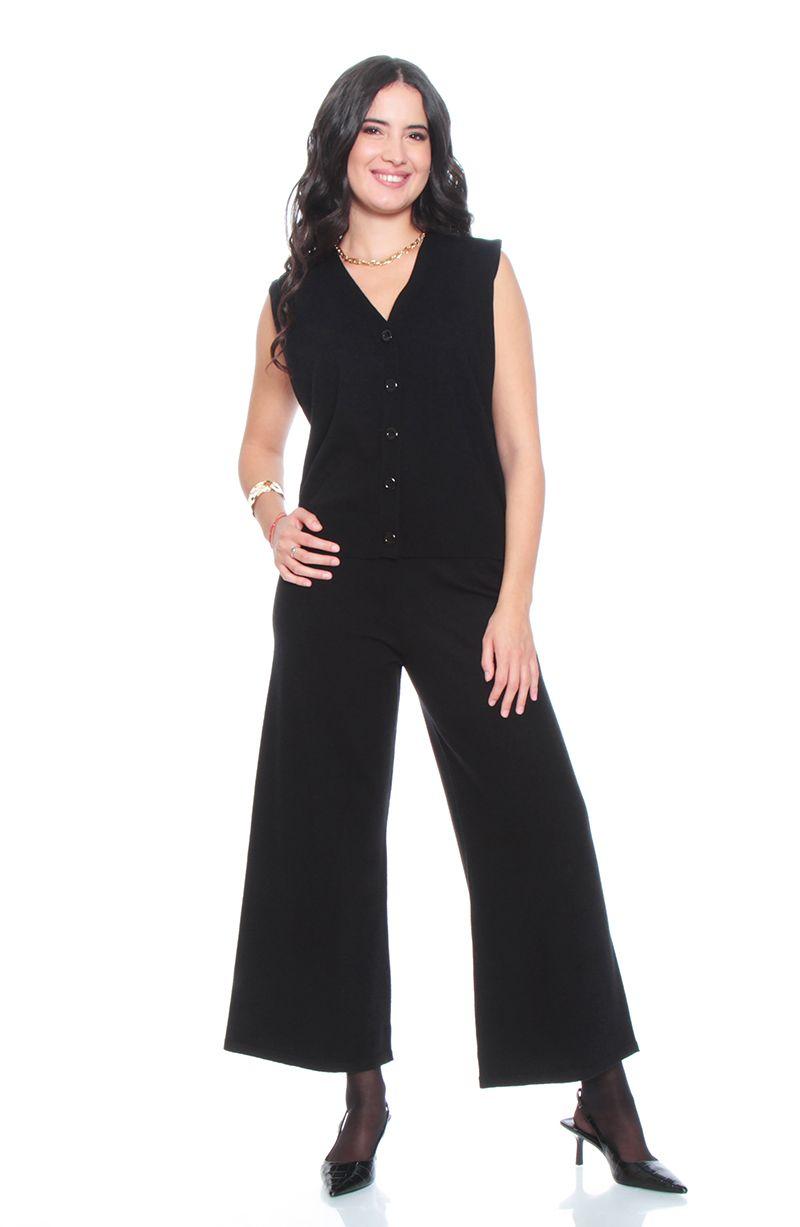 Conjunto Chaleco Sin Manga Y Pantalon Wide Leg Tiro Alto-4