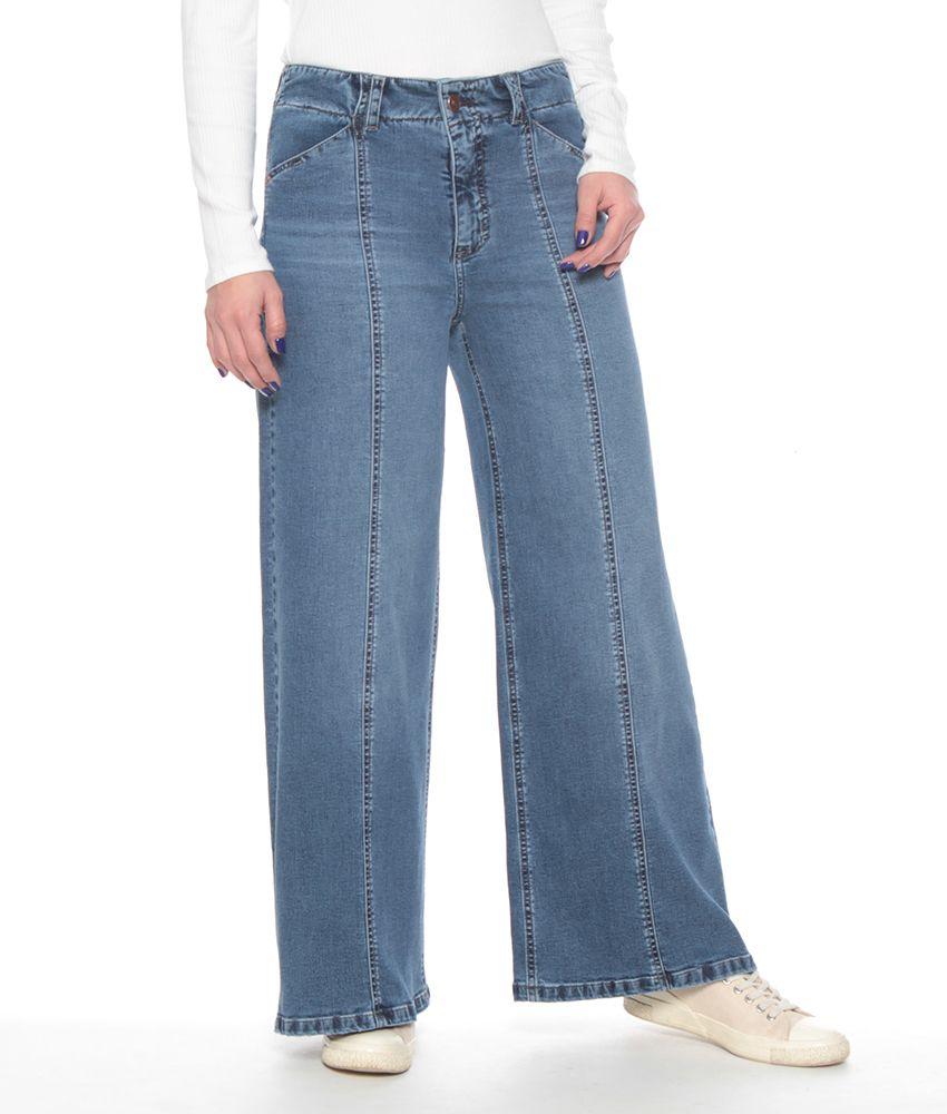 Jeans Wide Leg Tiro Alto Pretina Interna Un Boton Bolsillo Vivo-0