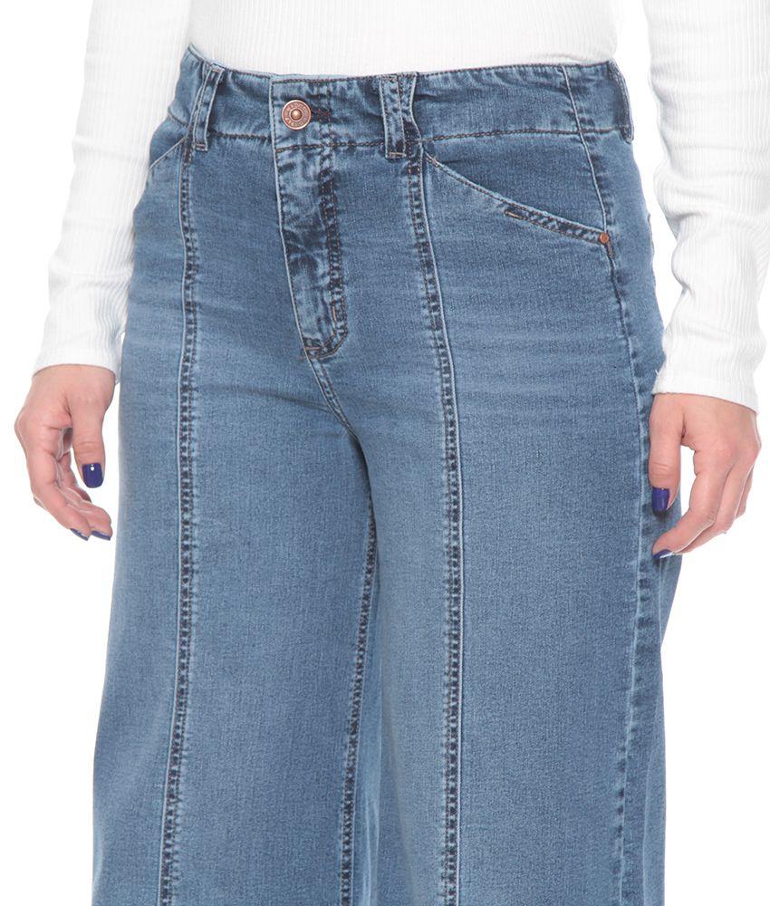 Jeans Wide Leg Tiro Alto Pretina Interna Un Boton Bolsillo Vivo-1