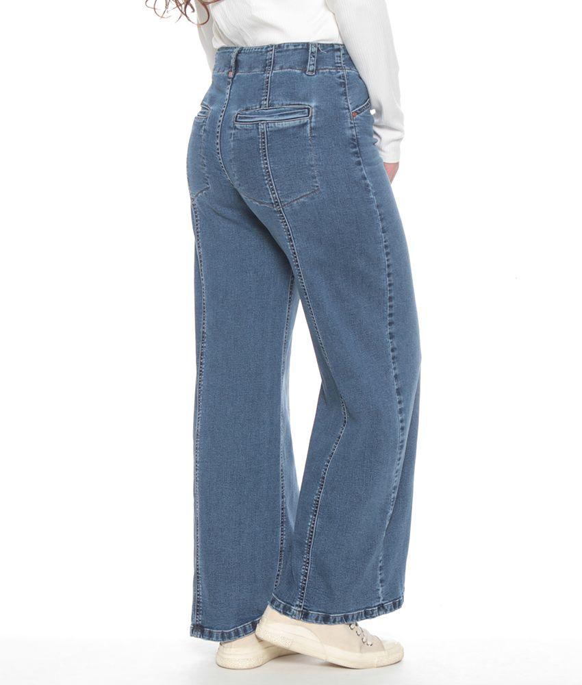 Jeans Wide Leg Tiro Alto Pretina Interna Un Boton Bolsillo Vivo-3