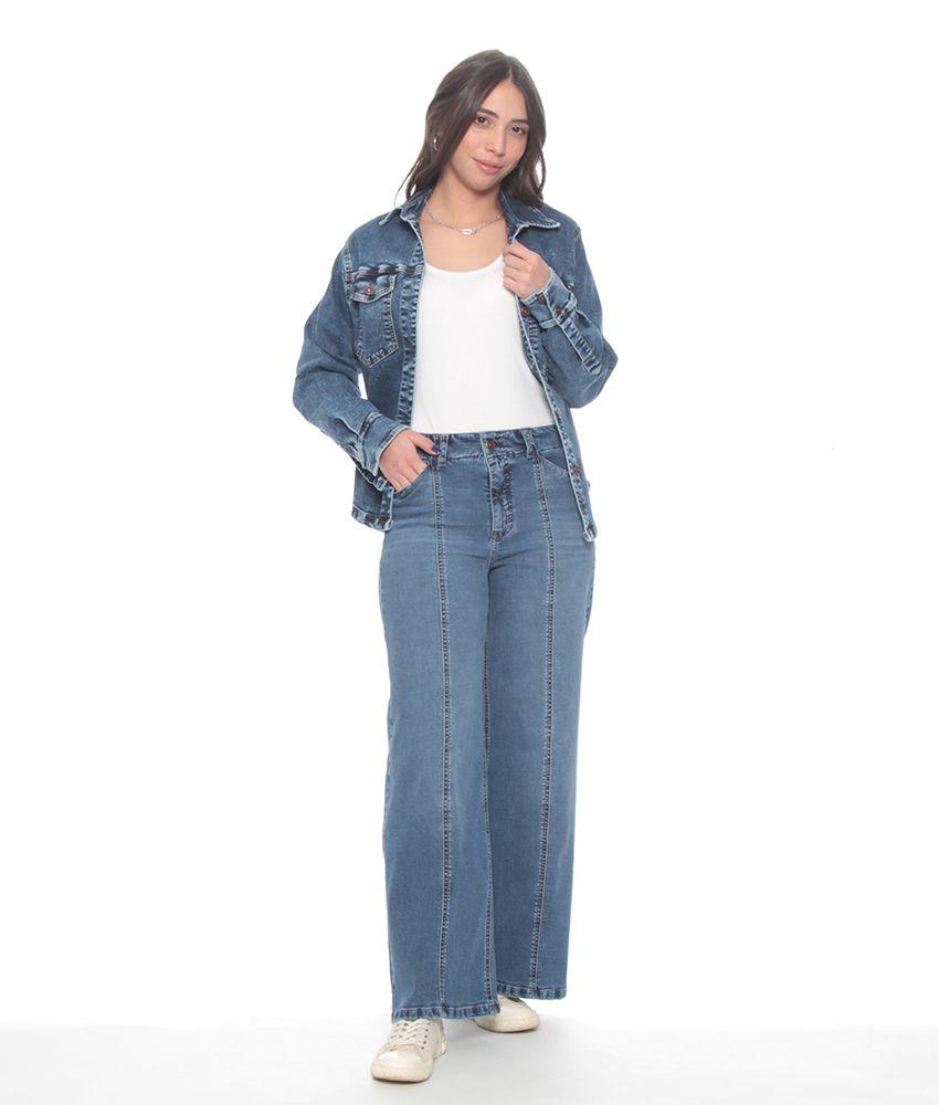 Jeans Wide Leg Tiro Alto Pretina Interna Un Boton Bolsillo Vivo-5