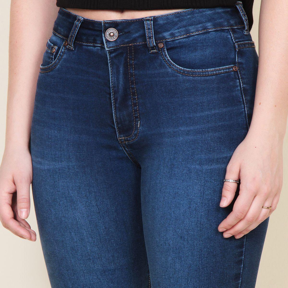 Jeans Flare Tiro Medio Pretina Basica 1 Boton-2