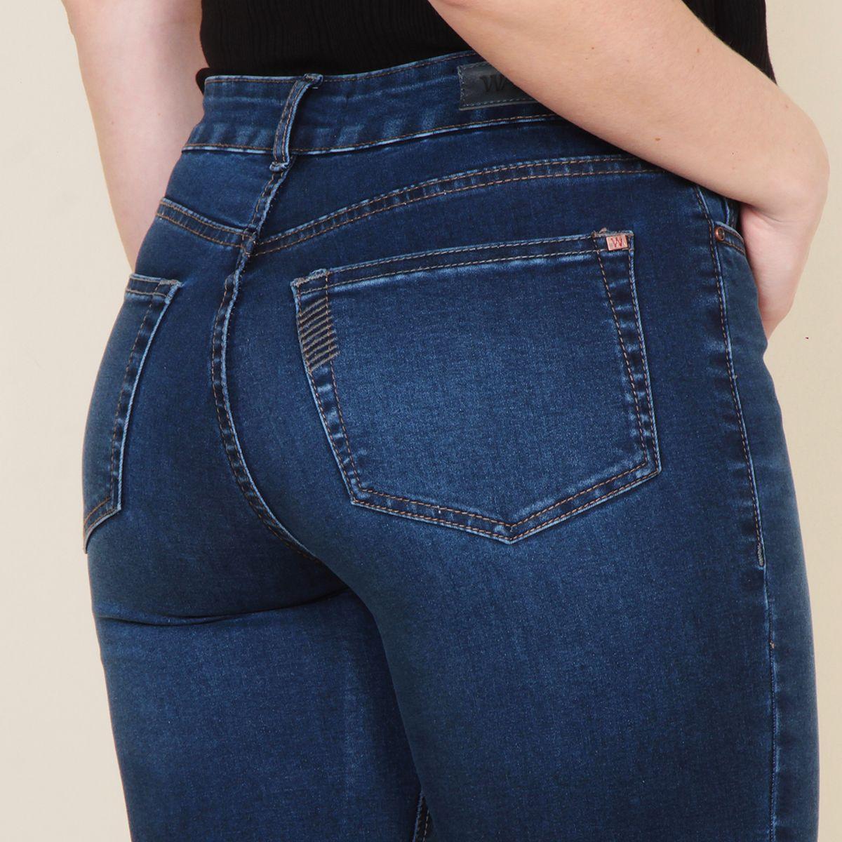 Jeans Flare Tiro Medio Pretina Basica 1 Boton-5