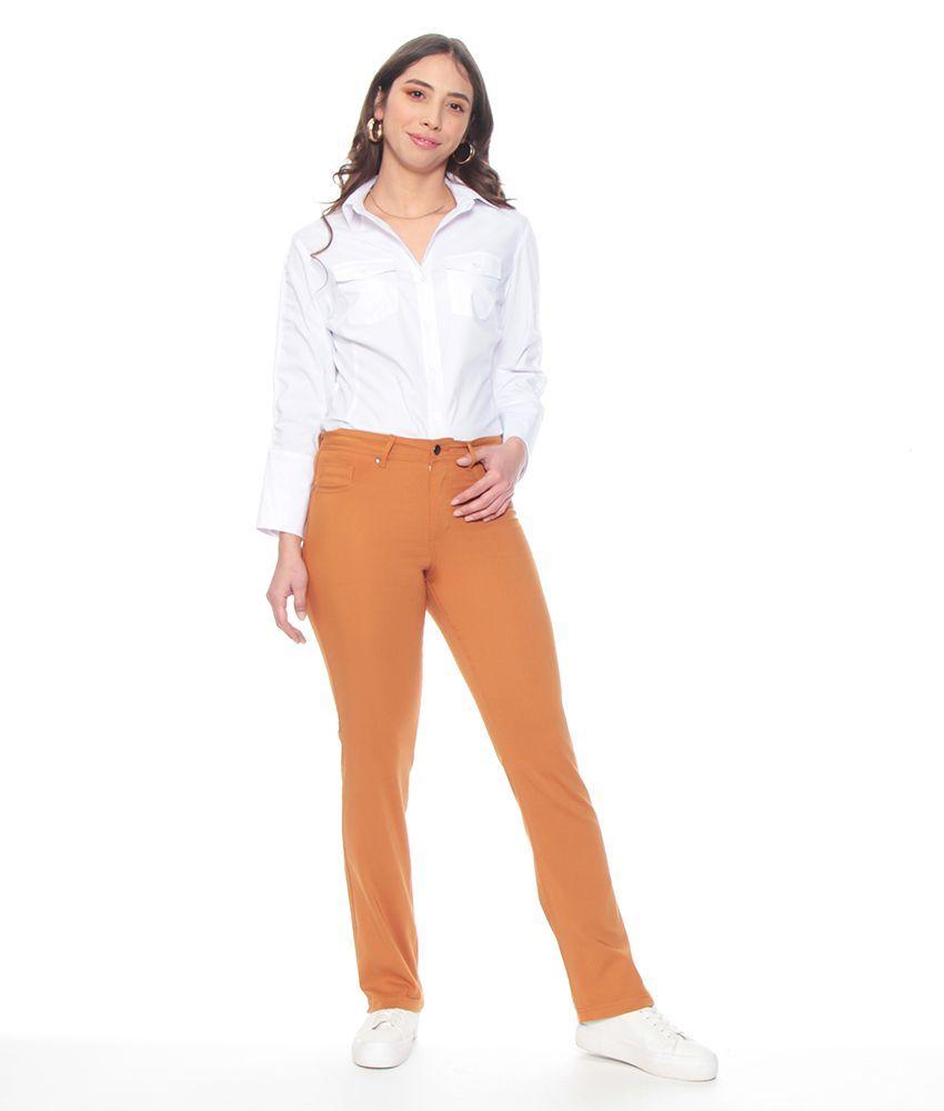 Pantalon Recto Pretina Basica Con Un  Boton-2