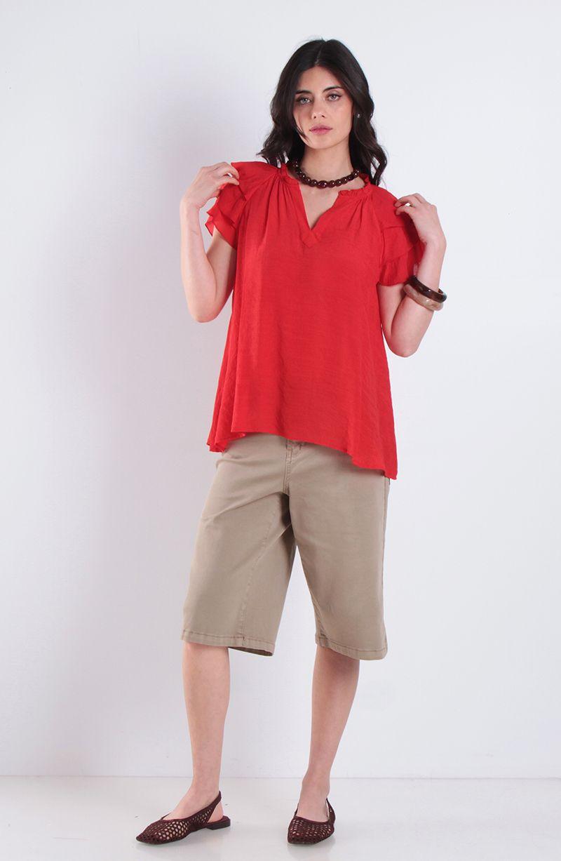 Blusa Manga Corta Escote V-6