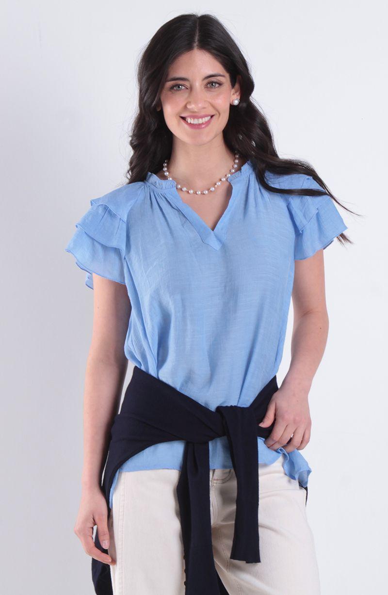 Blusa Manga Corta Escote V-0