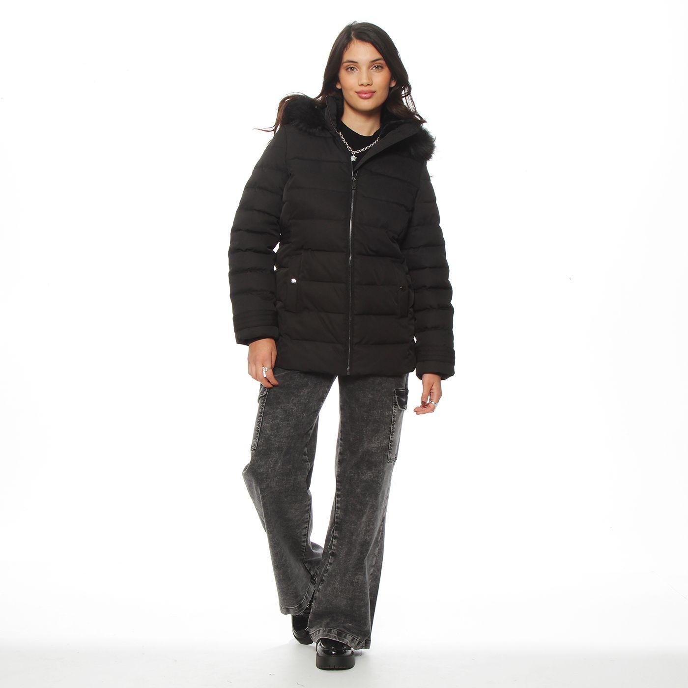 Parka Manga Larga Con Aplicacion En Capucha Con Cierre En Delantero-3