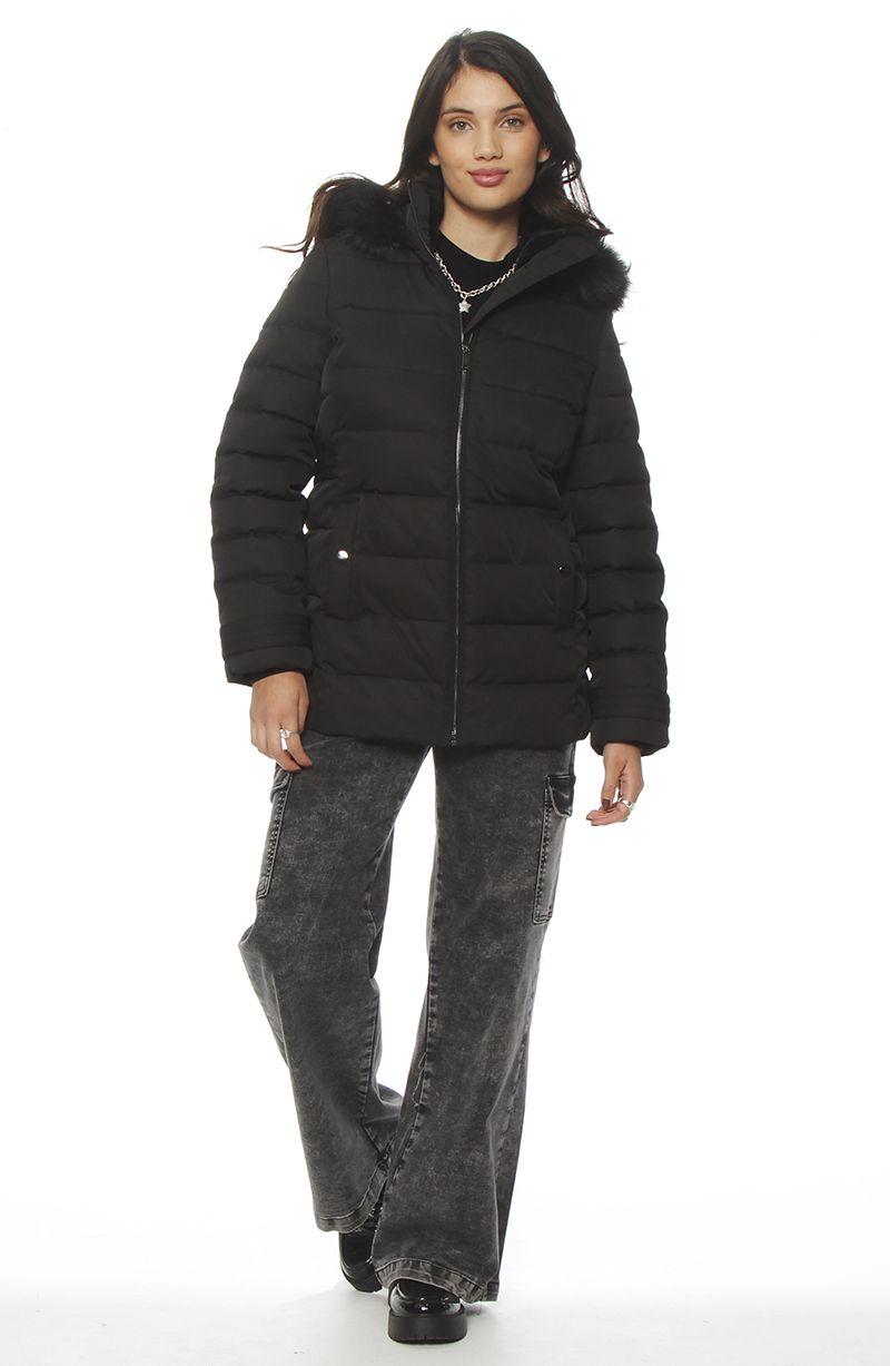 Parka Manga Larga Con Aplicacion En Capucha Con Cierre En Delantero-3