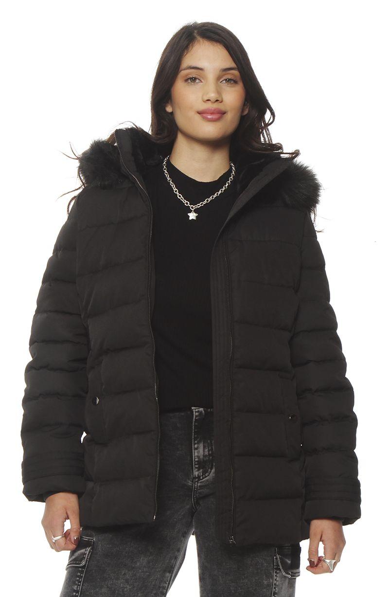 Parka Manga Larga Con Aplicacion En Capucha Con Cierre En Delantero-4