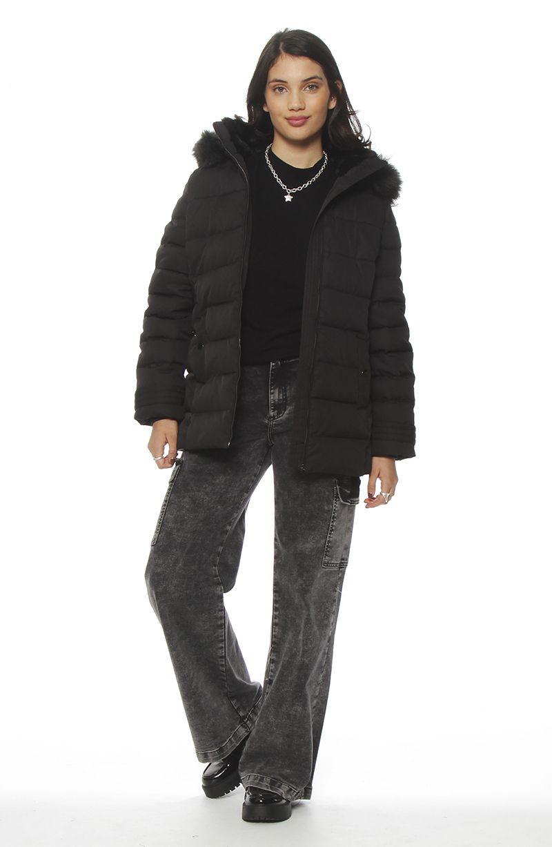 Parka Manga Larga Con Aplicacion En Capucha Con Cierre En Delantero-7