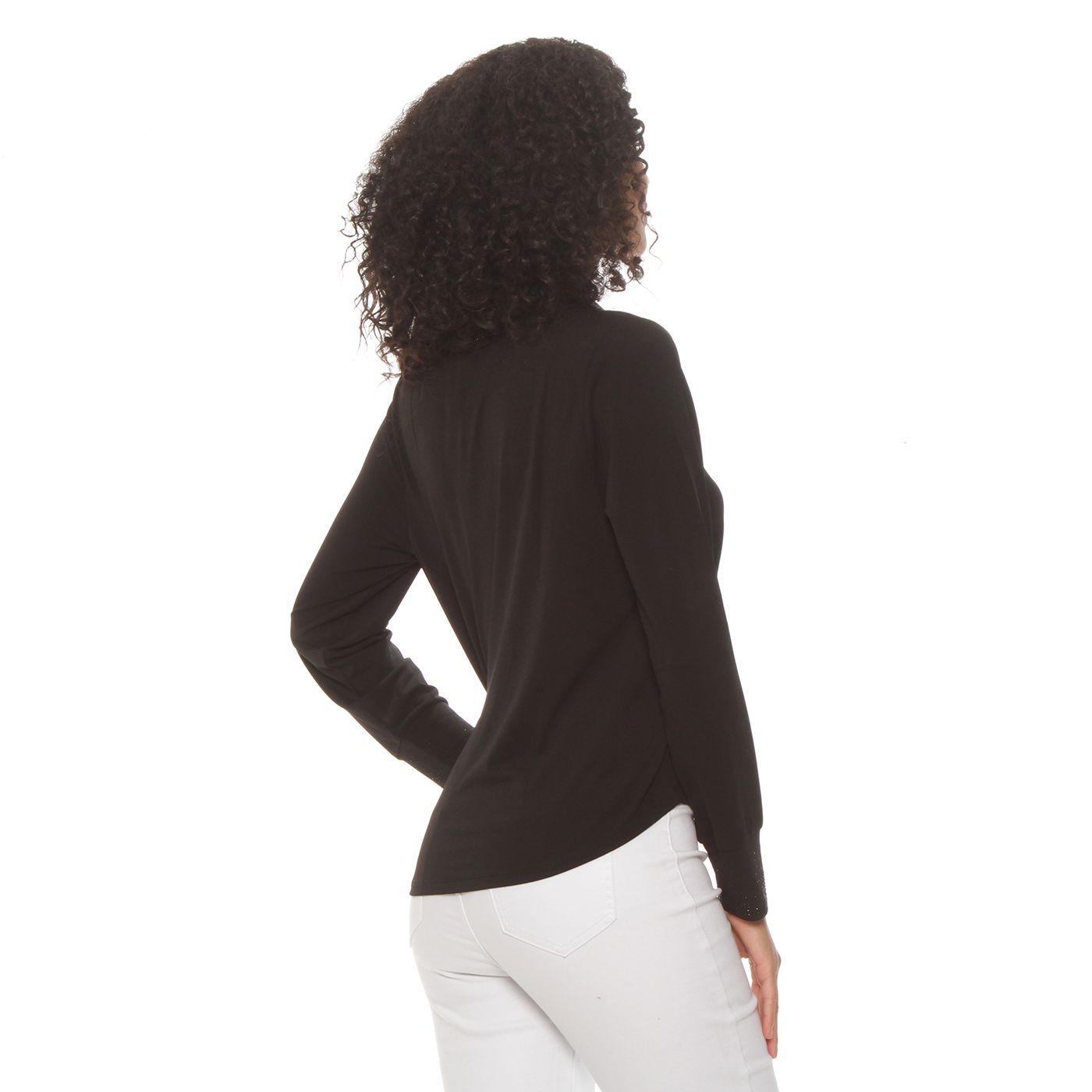 Blusa Manga Larga Abotonada En Delantero Con Aplicacion En Cuello-8