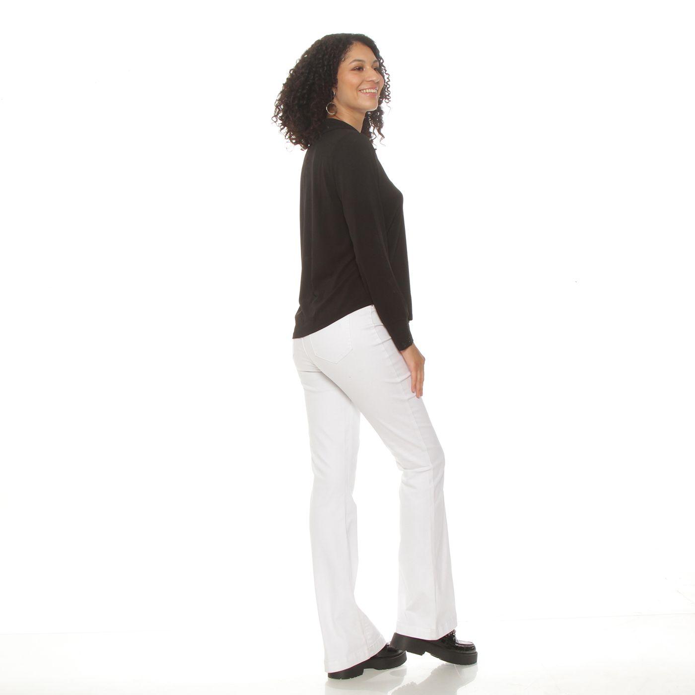 Blusa Manga Larga Abotonada En Delantero Con Aplicacion En Cuello-9