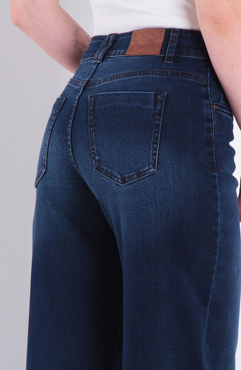 Jeans Wide Tiro Alto Pretina Basica Un Boton-2