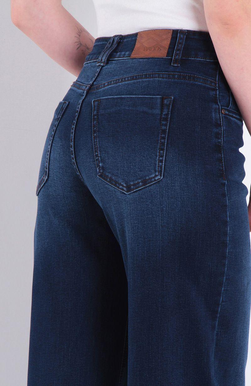 Jeans Wide Tiro Alto Pretina Basica Un Boton-2