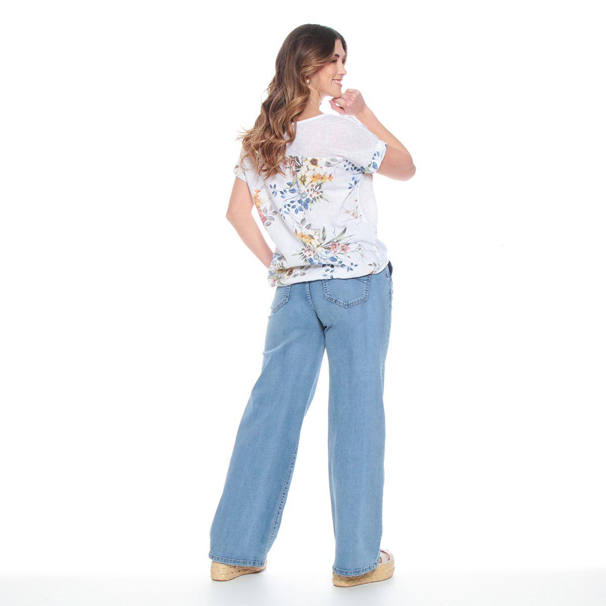 Blusa Manga Corta Lino Estampada Escote Recondo-6