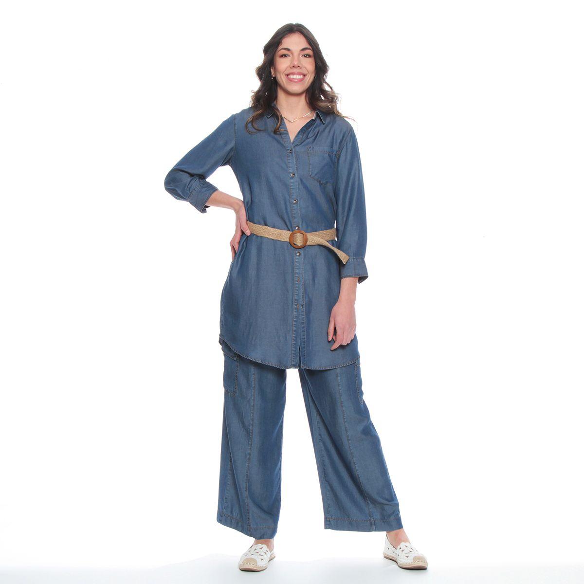 Bluson Abotonado Manga Larga Con Bolsillo En Lyocell-2