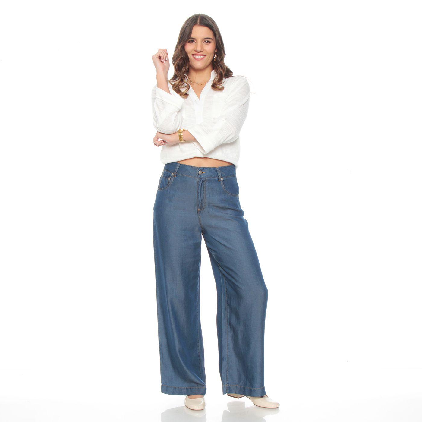 Pantalon Lyocell Wide Leg Tiro Alto Pretina Basica 1 Boton-4