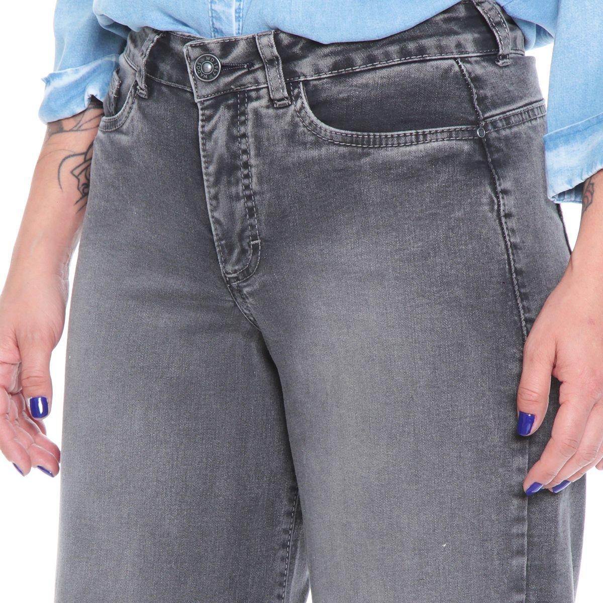 Jeans Wide Leg Tiro Alto Pretina Basica Un Boton-2