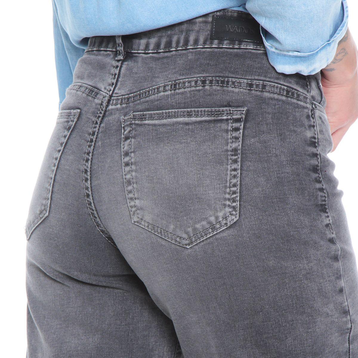 Jeans Wide Leg Tiro Alto Pretina Basica Un Boton-5