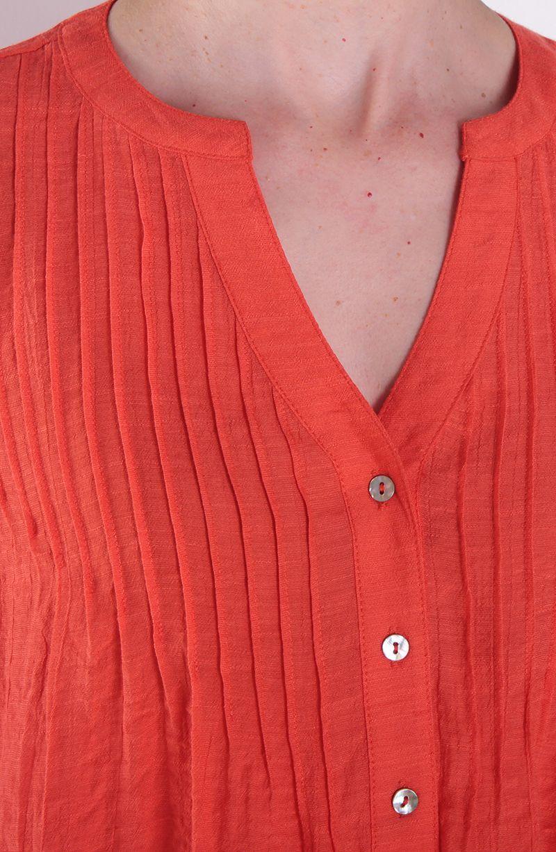 Blusa Manga Corta Abotonado En Delantero Escote V-2