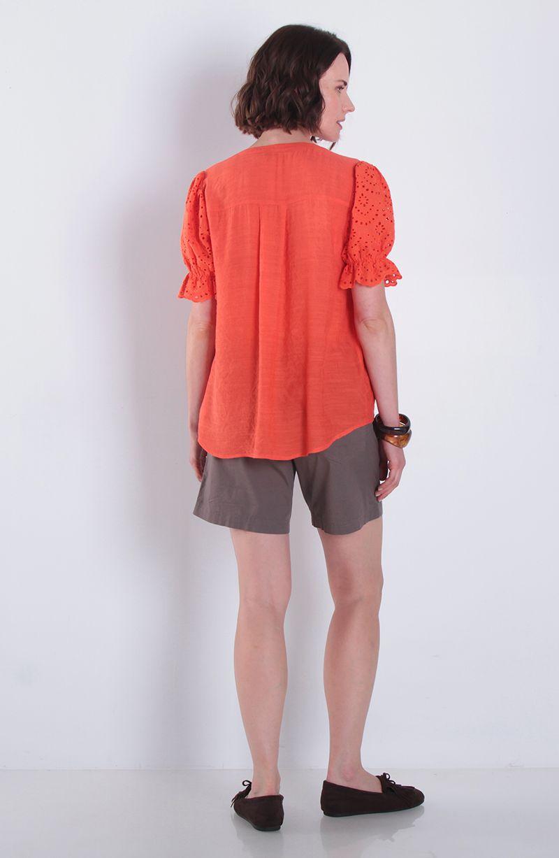 Blusa Manga Corta Abotonado En Delantero Escote V-6