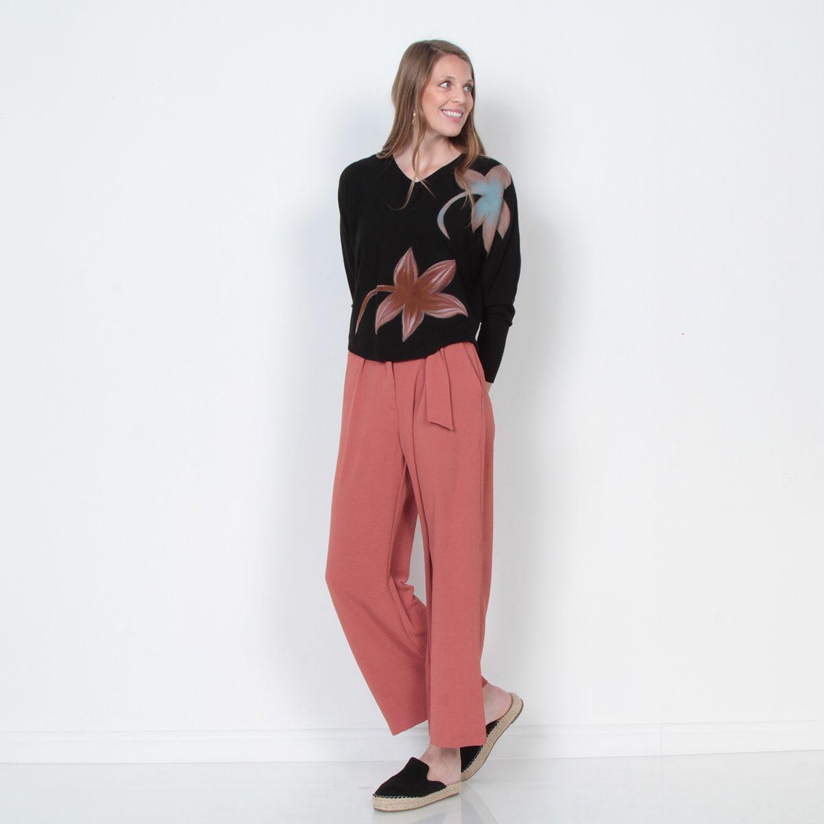 Sweater Manga Larga Escote V Con Bordado-4