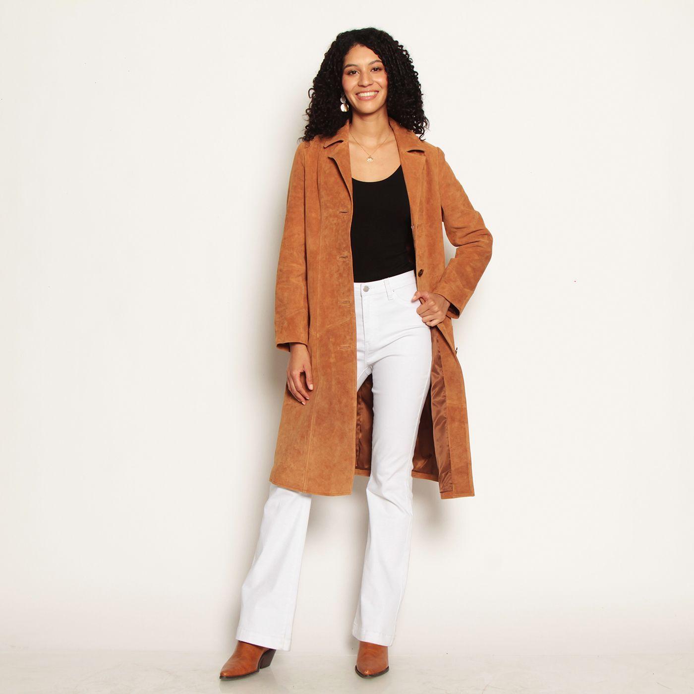 Abrigo Manga Larga Cuero Con Broche-5