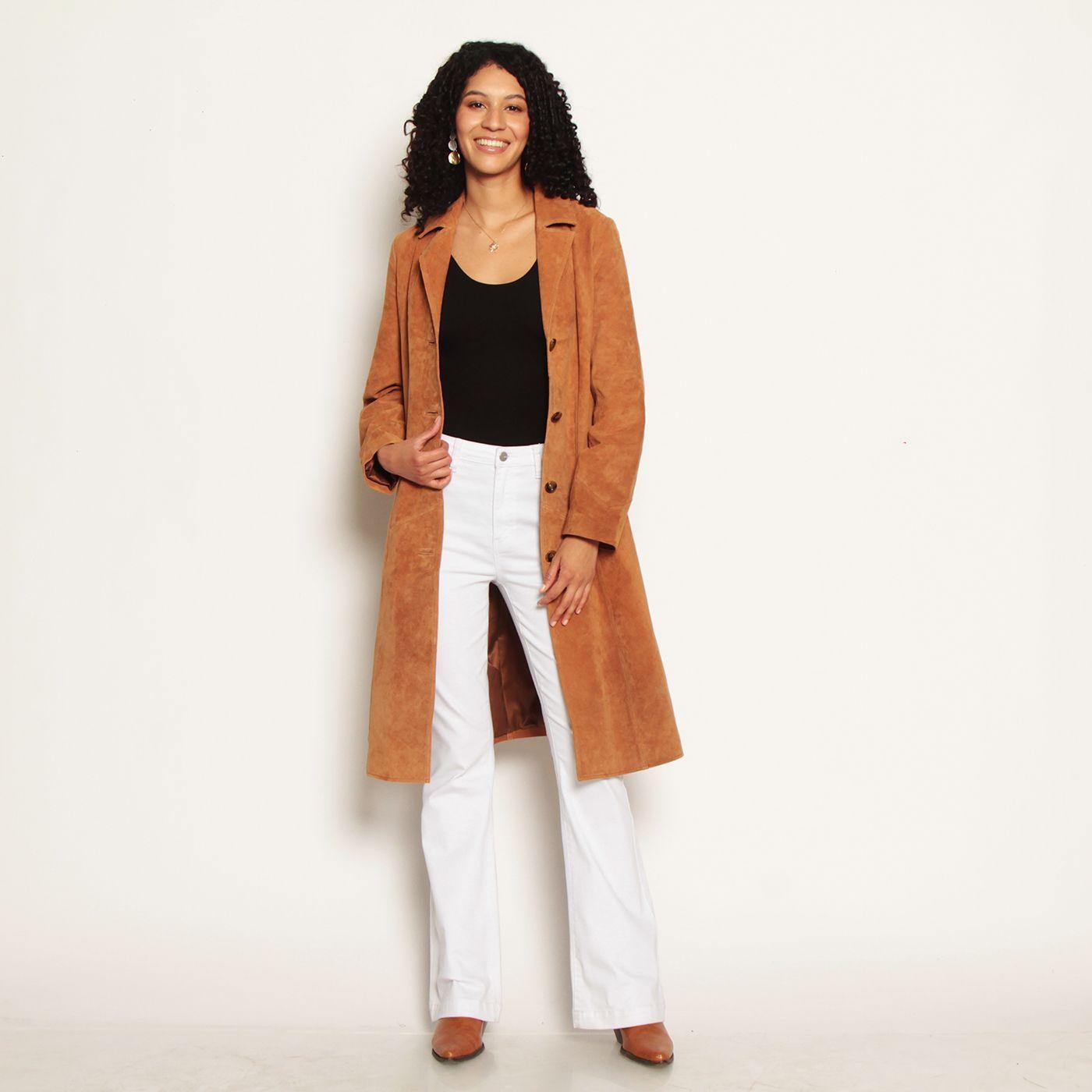 Abrigo Manga Larga Cuero Con Broche-6