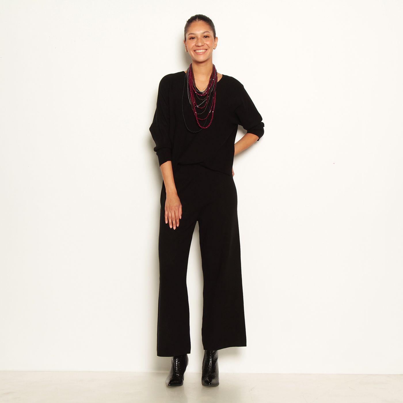 Conjunto Tejido Sweater Y Pantalon Wide Leg Tiro Alto Pretina Elastica-4