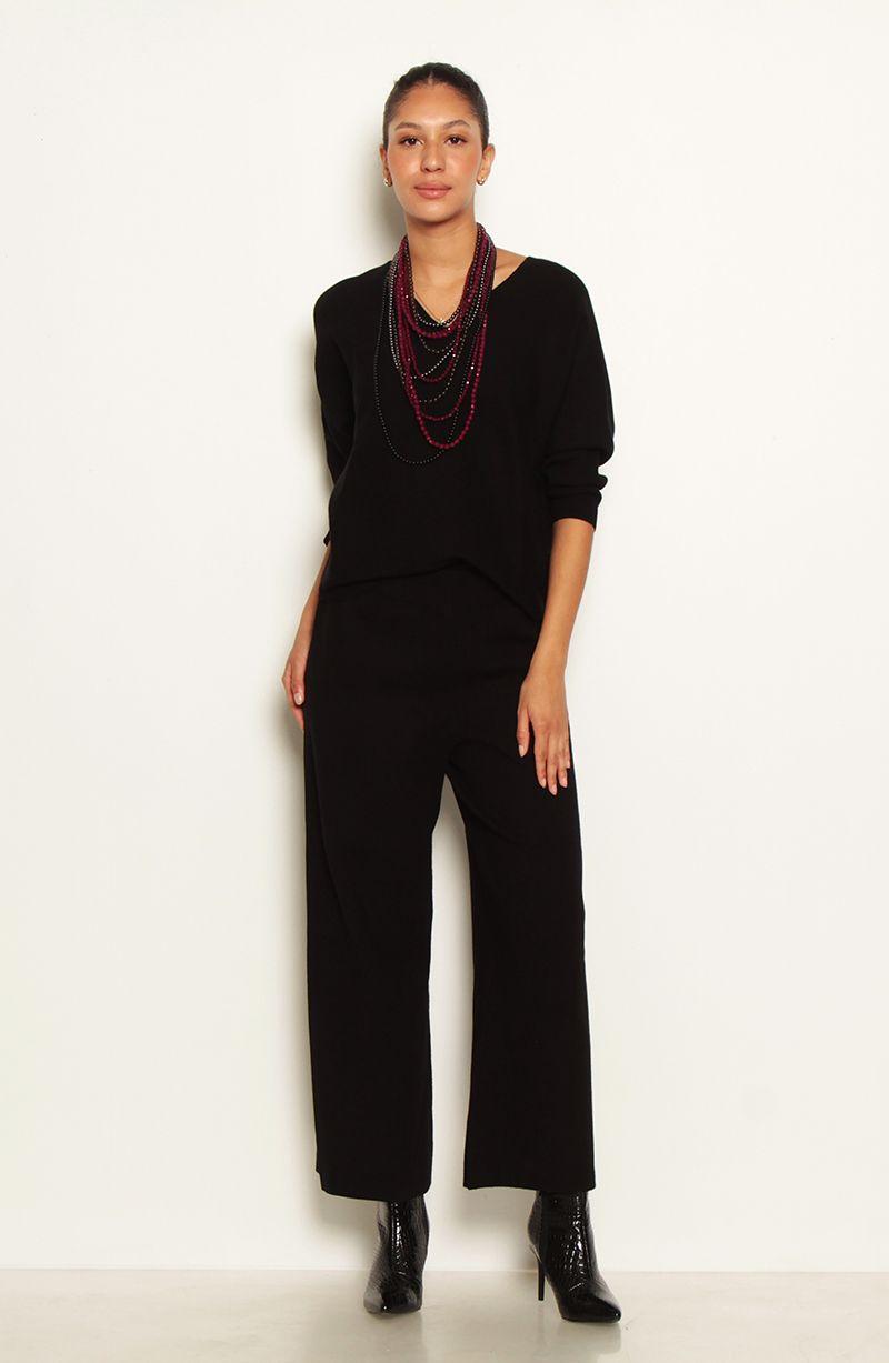 Conjunto Tejido Sweater Y Pantalon Wide Leg Tiro Alto Pretina Elastica-2