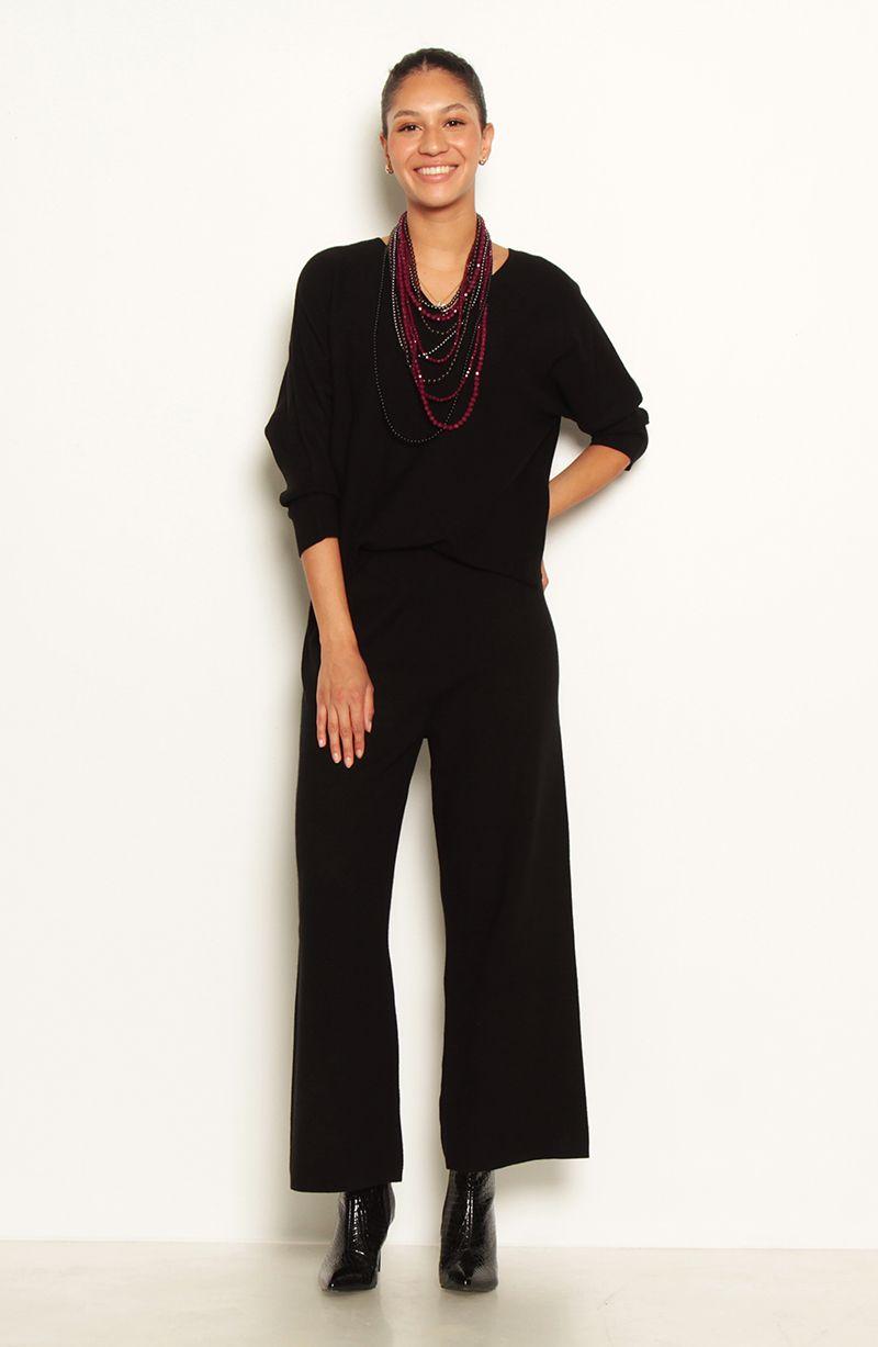 Conjunto Tejido Sweater Y Pantalon Wide Leg Tiro Alto Pretina Elastica-4