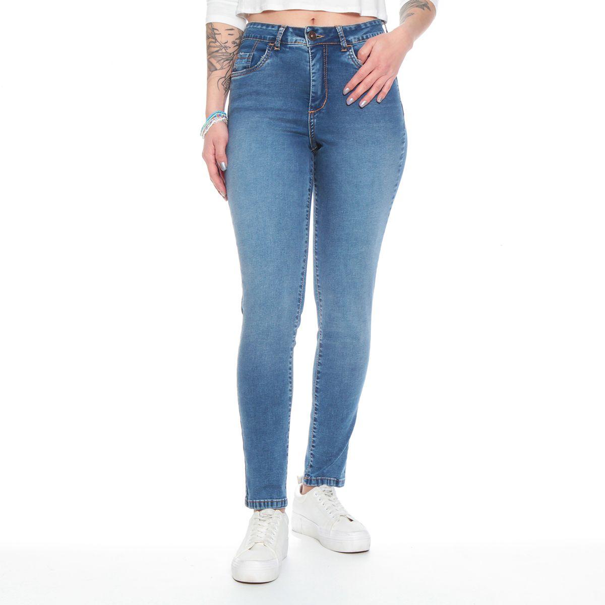 Jeans Pitillo Tiro Alto Push Up Pretina 1 Boton-0