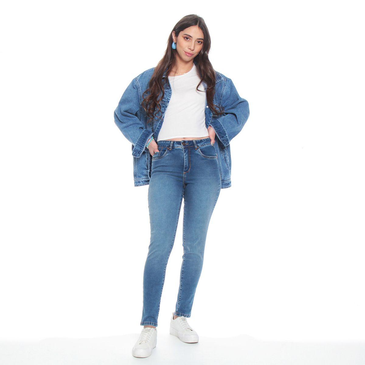 Jeans Pitillo Tiro Alto Push Up Pretina 1 Boton-3
