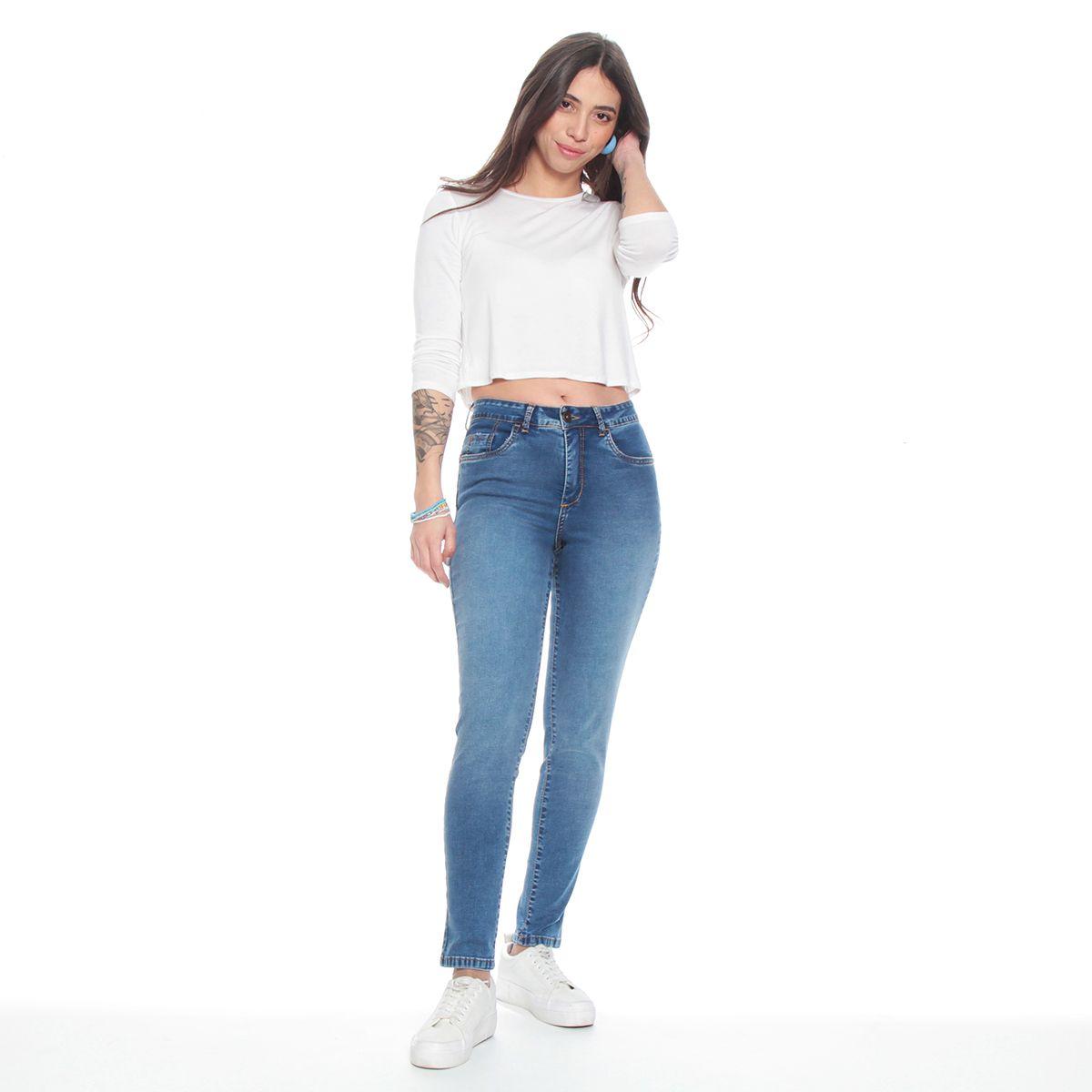 Jeans Pitillo Tiro Alto Push Up Pretina 1 Boton-4