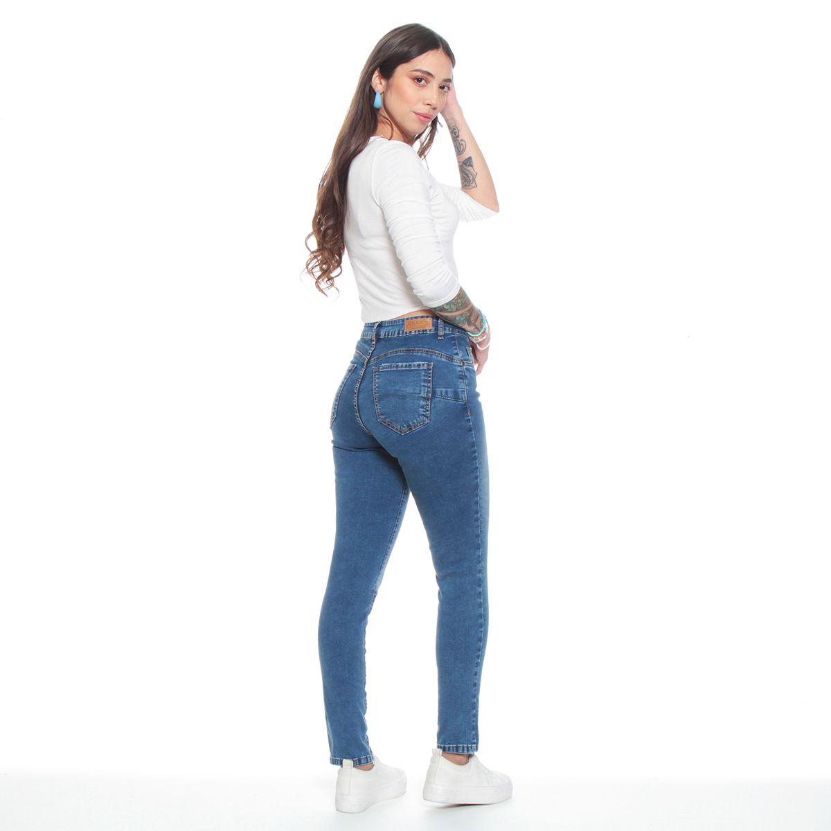 Jeans Pitillo Tiro Alto Push Up Pretina 1 Boton-5