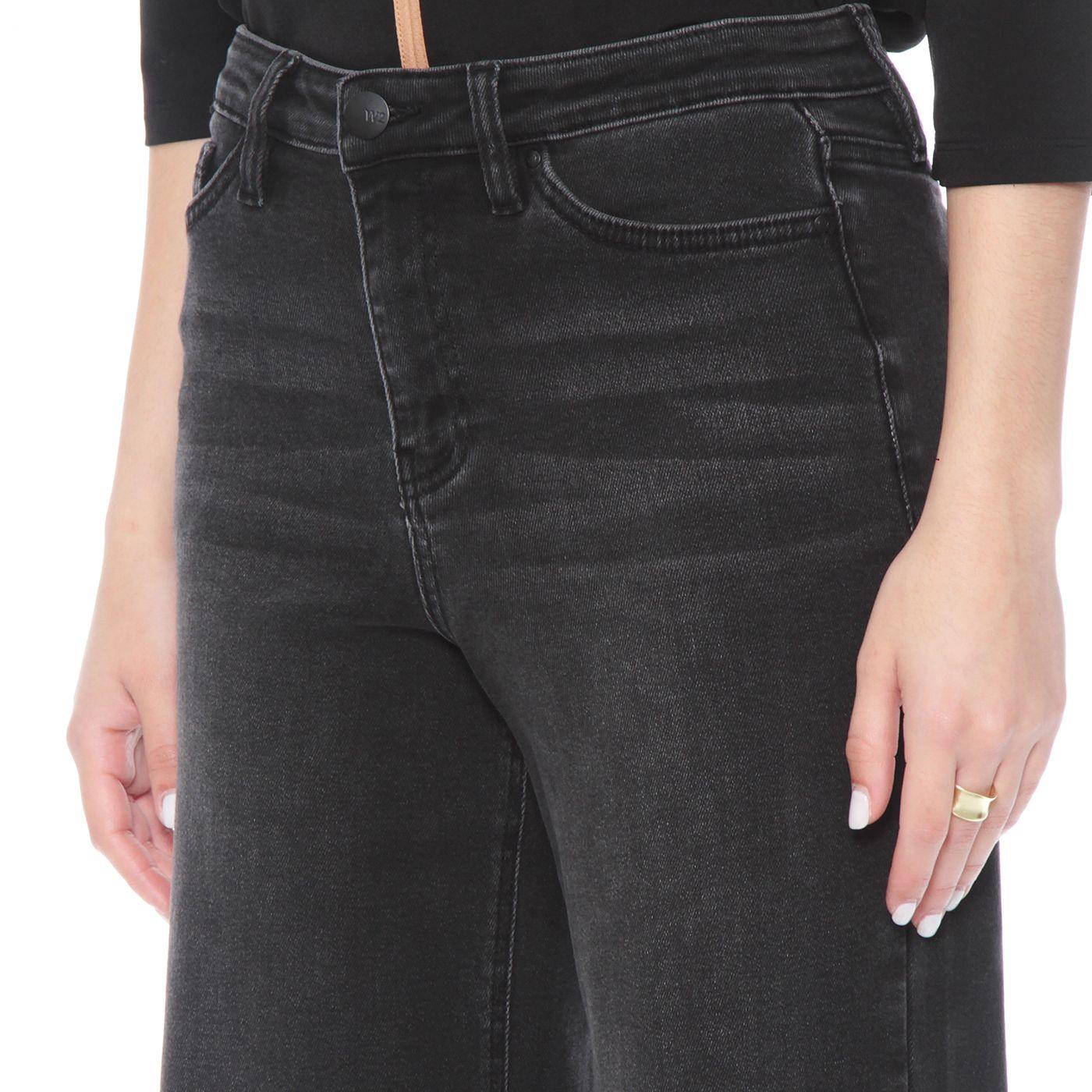 Jeans Wide Leg Tiro Alto Pretina  Basica 1 Boton-2