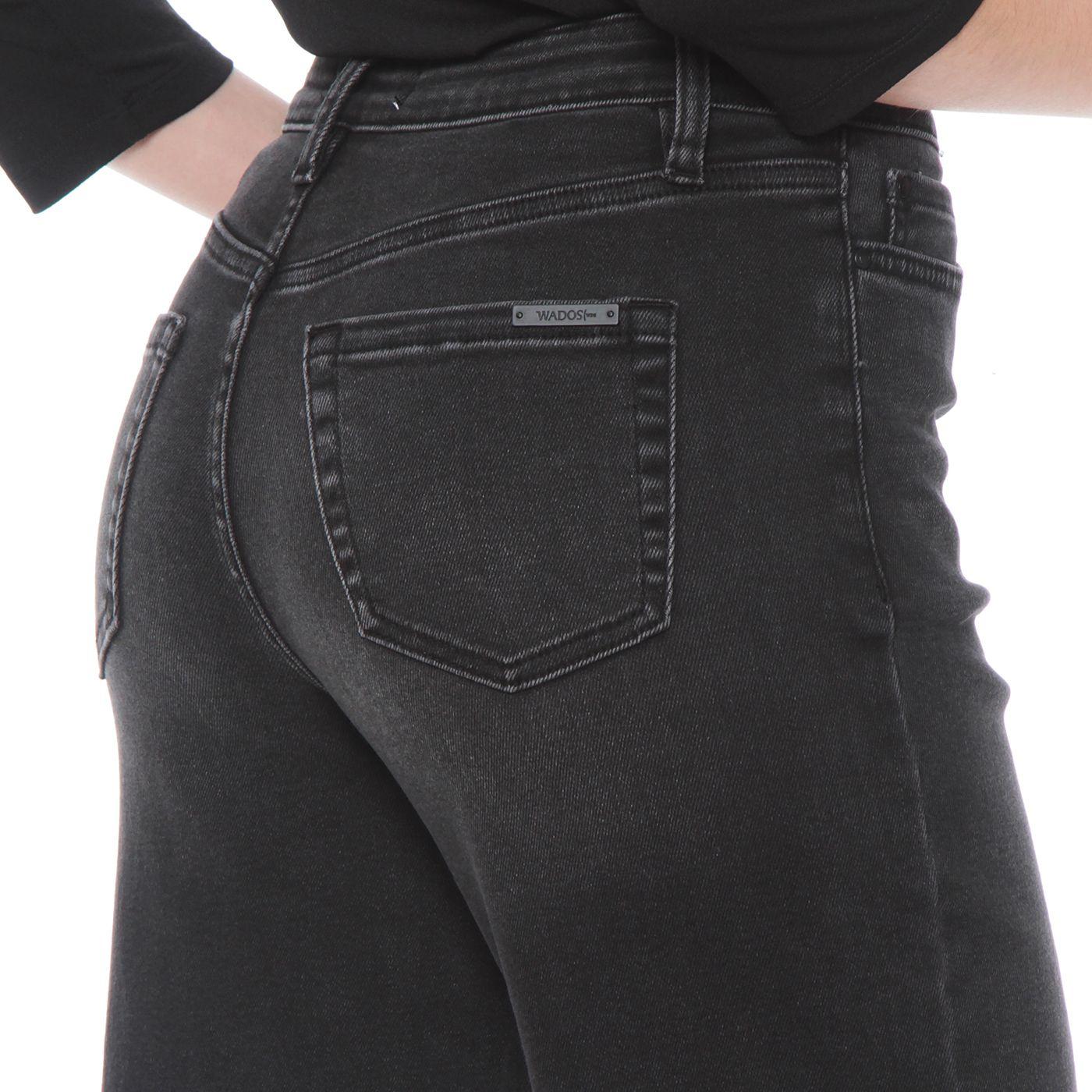 Jeans Wide Leg Tiro Alto Pretina  Basica 1 Boton-5