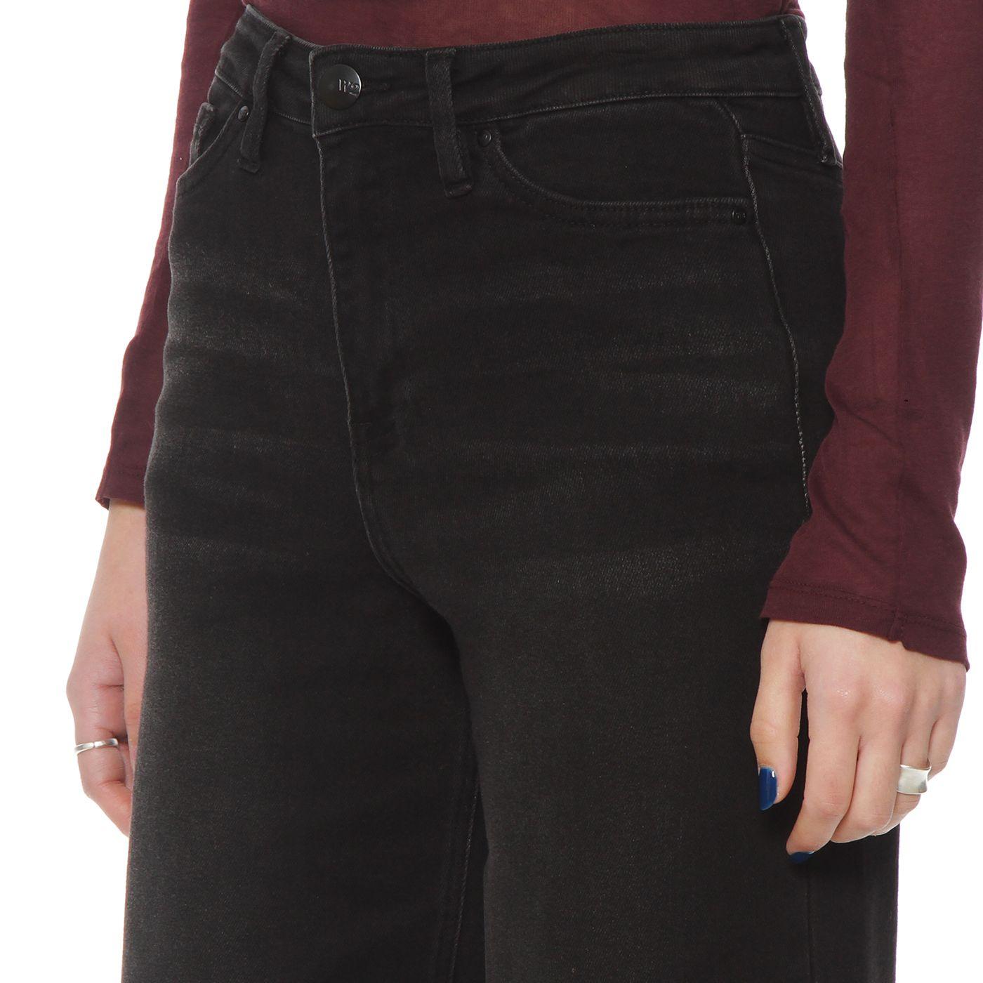 Jeans Wide Leg Tiro Alto Pretina  Basica 1 Boton-2