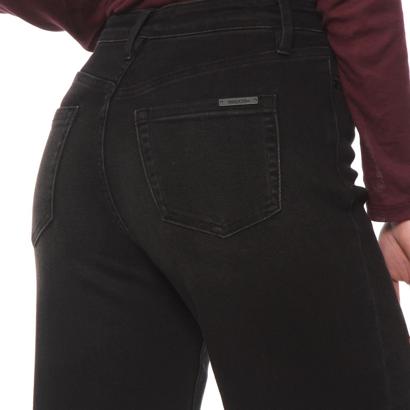 Jeans Wide Leg Tiro Alto Pretina  Basica 1 Boton-5