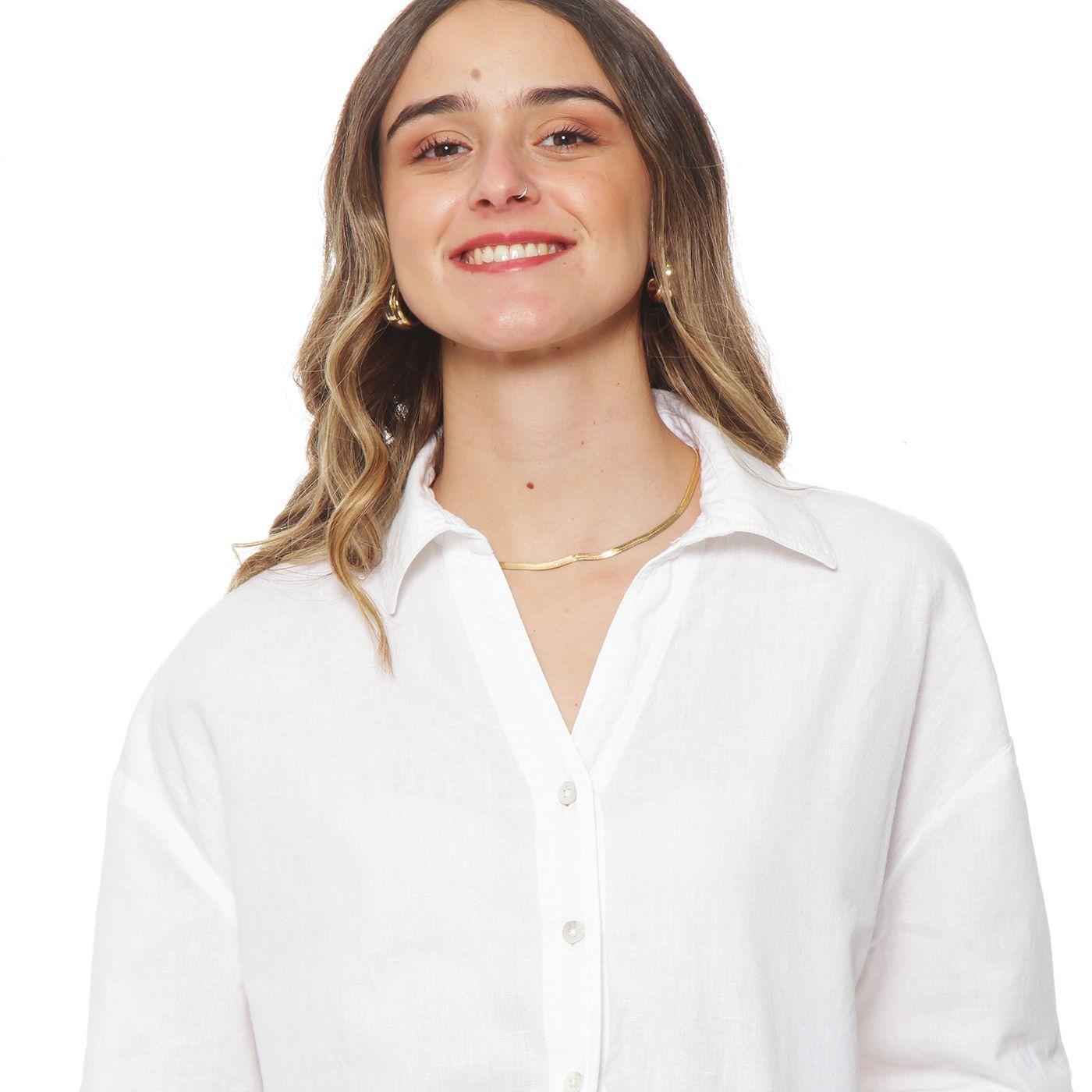 Blusa  Manga  Larga Abotonada En El Delantero-3