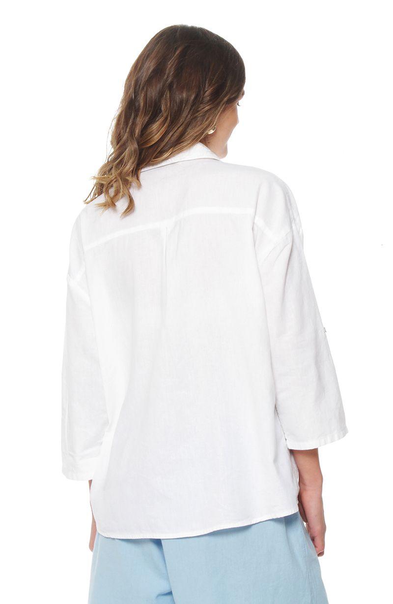 Blusa  Manga  Larga Abotonada En El Delantero-5