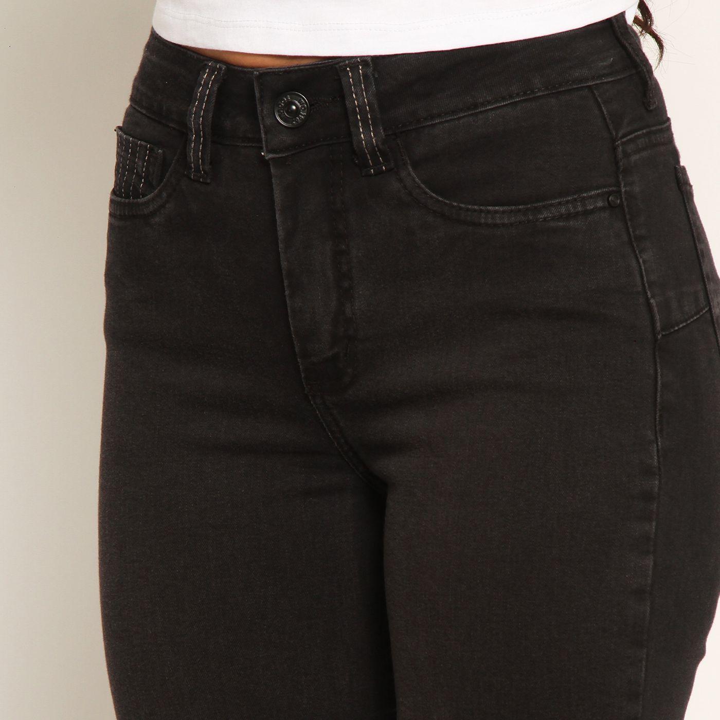 Jeans Flare    Tiro Alto Pretina Basica 1 Boton-1