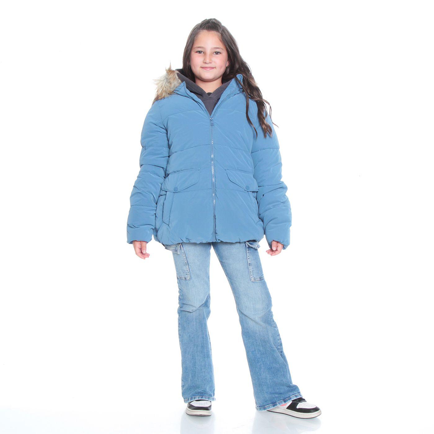 Parka Nina Manga Larga Con Capucha Y Bolsillos-1