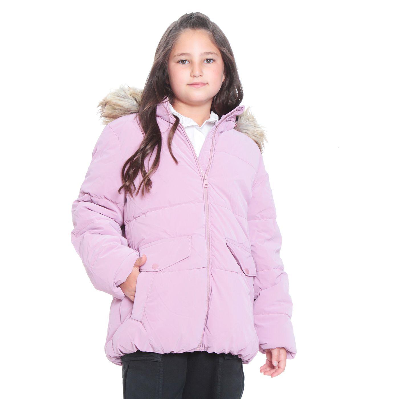 Parka Nina Manga Larga Con Capucha Y Bolsillos-0