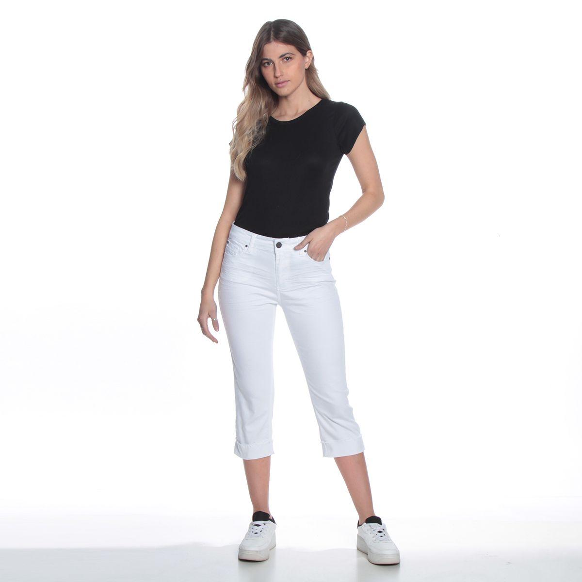 Pantalon Pitillo Crop Con Basta Roll Up Pretina Basica Un Boton-2
