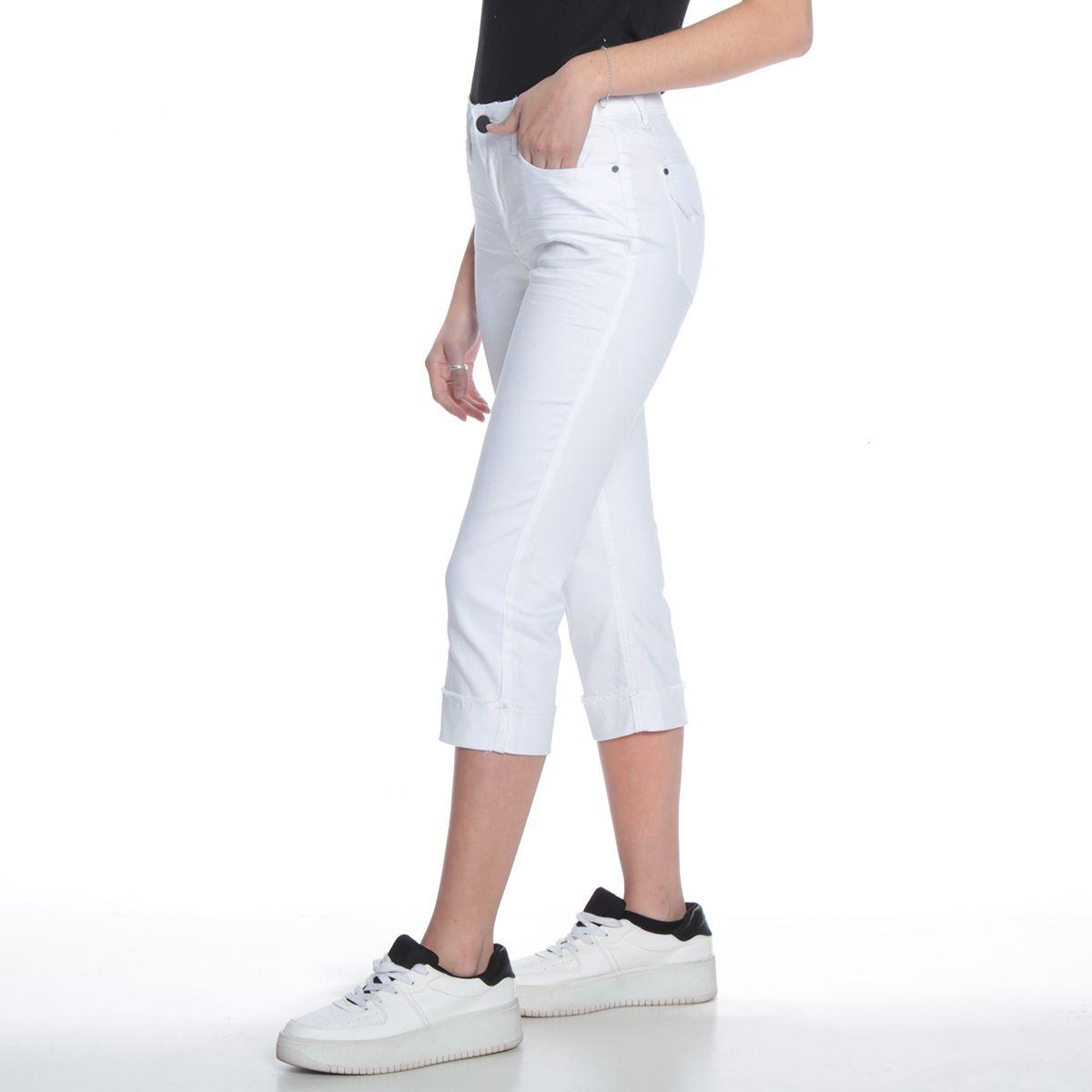 Pantalon Pitillo Crop Con Basta Roll Up Pretina Basica Un Boton-3