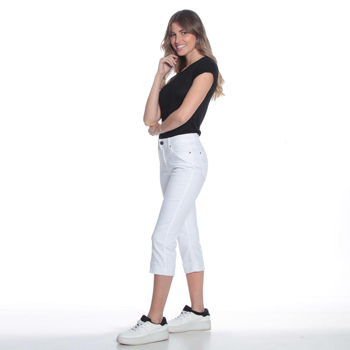 Pantalon Pitillo Crop Con Basta Roll Up Pretina Basica Un Boton-4