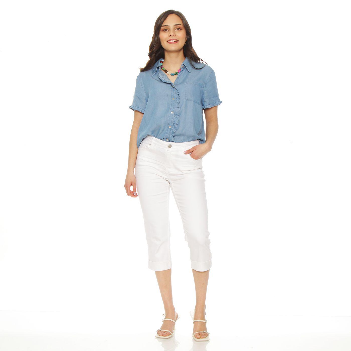 Pantalon Pitillo Crop Con Basta Roll Up Pretina Basica Un Boton-2